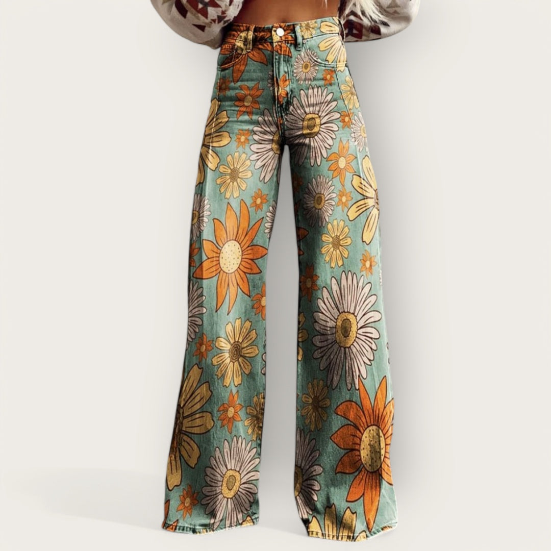 Weite Hose | Weite Blumen-Hosen im Vintage-Stil