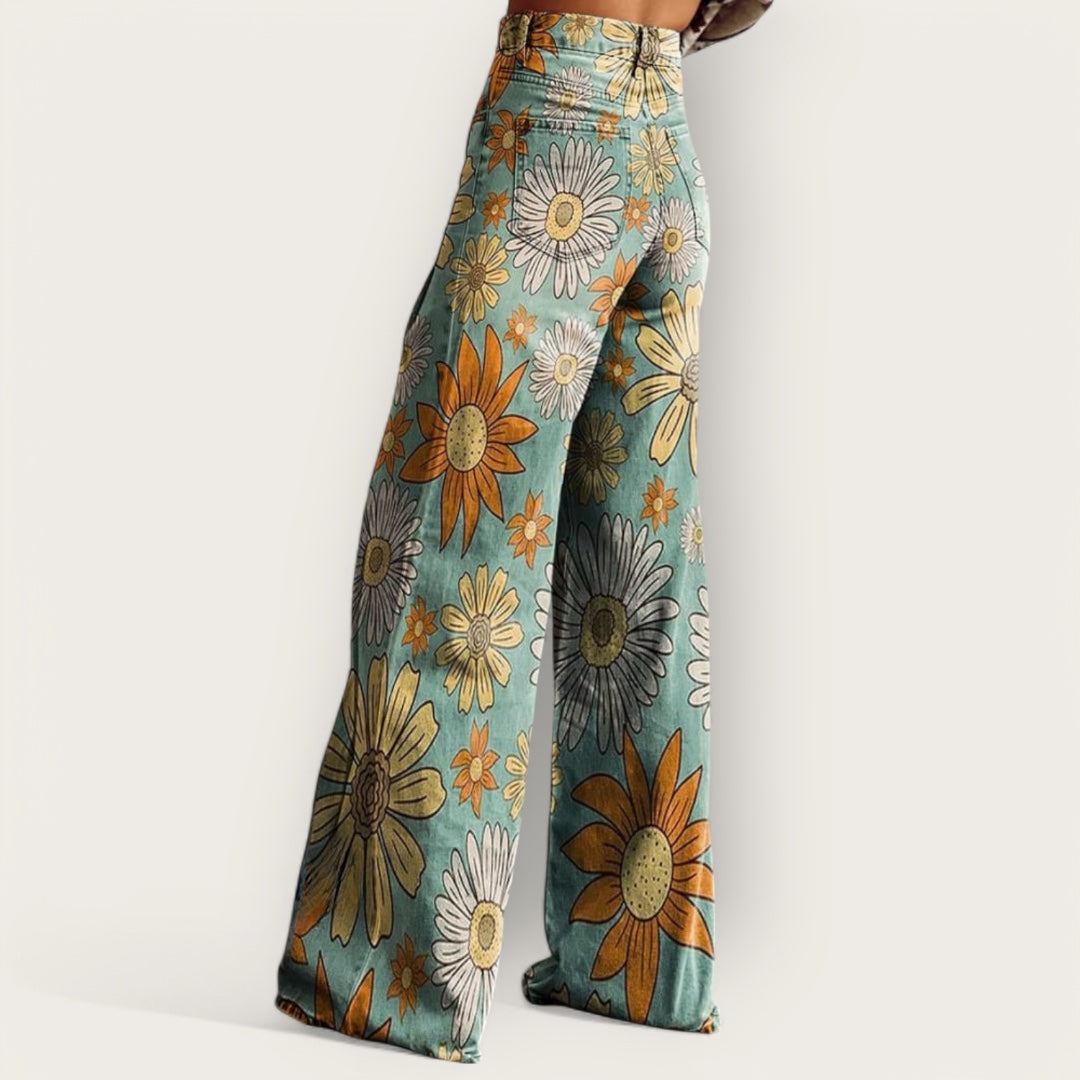 Weite Hose | Weite Blumen-Hosen im Vintage-Stil