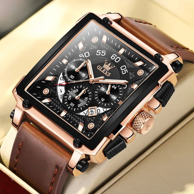 Mode Quadrat Zifferblatt Chronograph Uhr