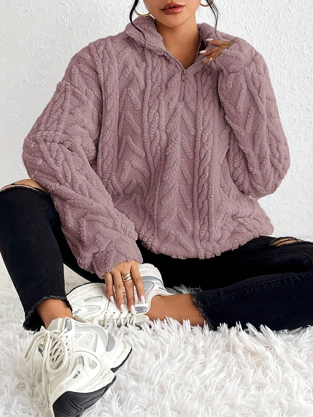 Millie - Strickpullover mit halbem Reißverschluss