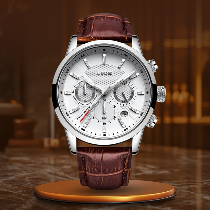 Modische Militär-Lederuhr