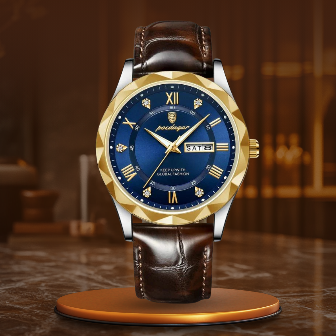Luxuriöse Lederband Quarz Uhr