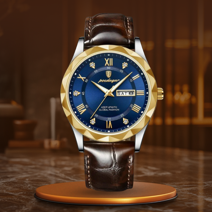 Luxuriöse Lederband Quarz Uhr