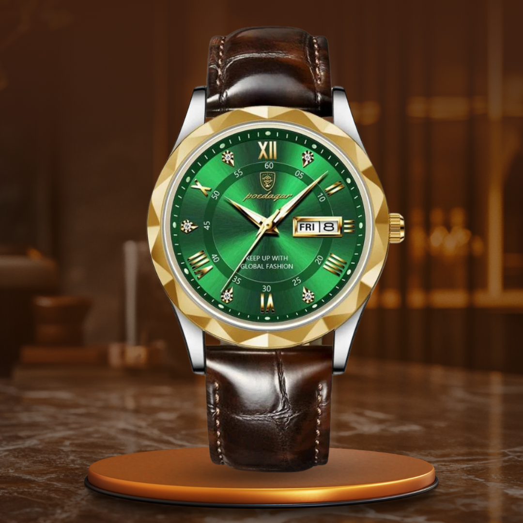 Luxuriöse Lederband Quarz Uhr