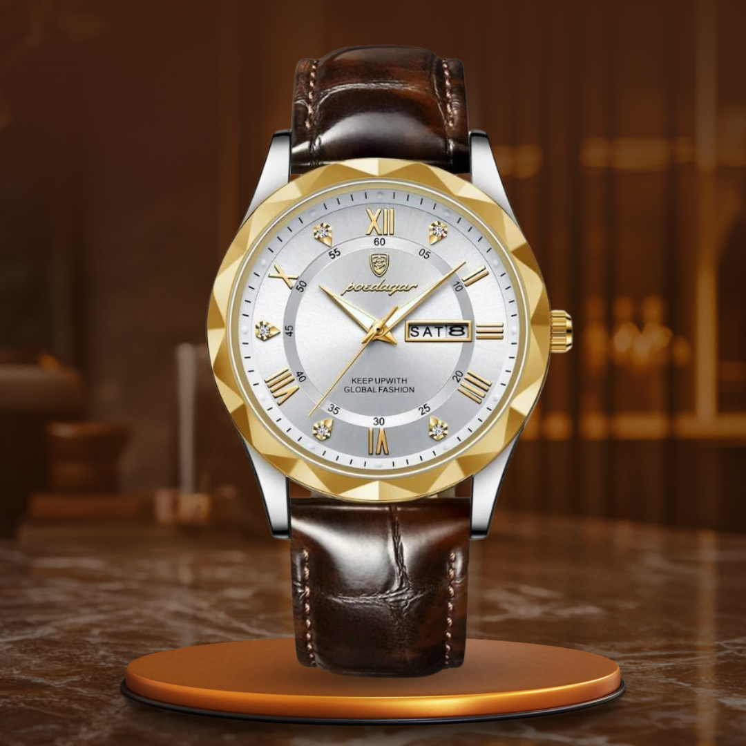 Luxuriöse Lederband Quarz Uhr