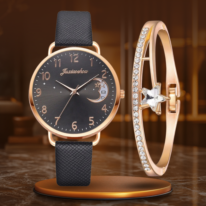 Mondzahlen Zifferblatt Uhr und Armband Set