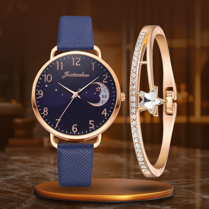 Mondzahlen Zifferblatt Uhr und Armband Set