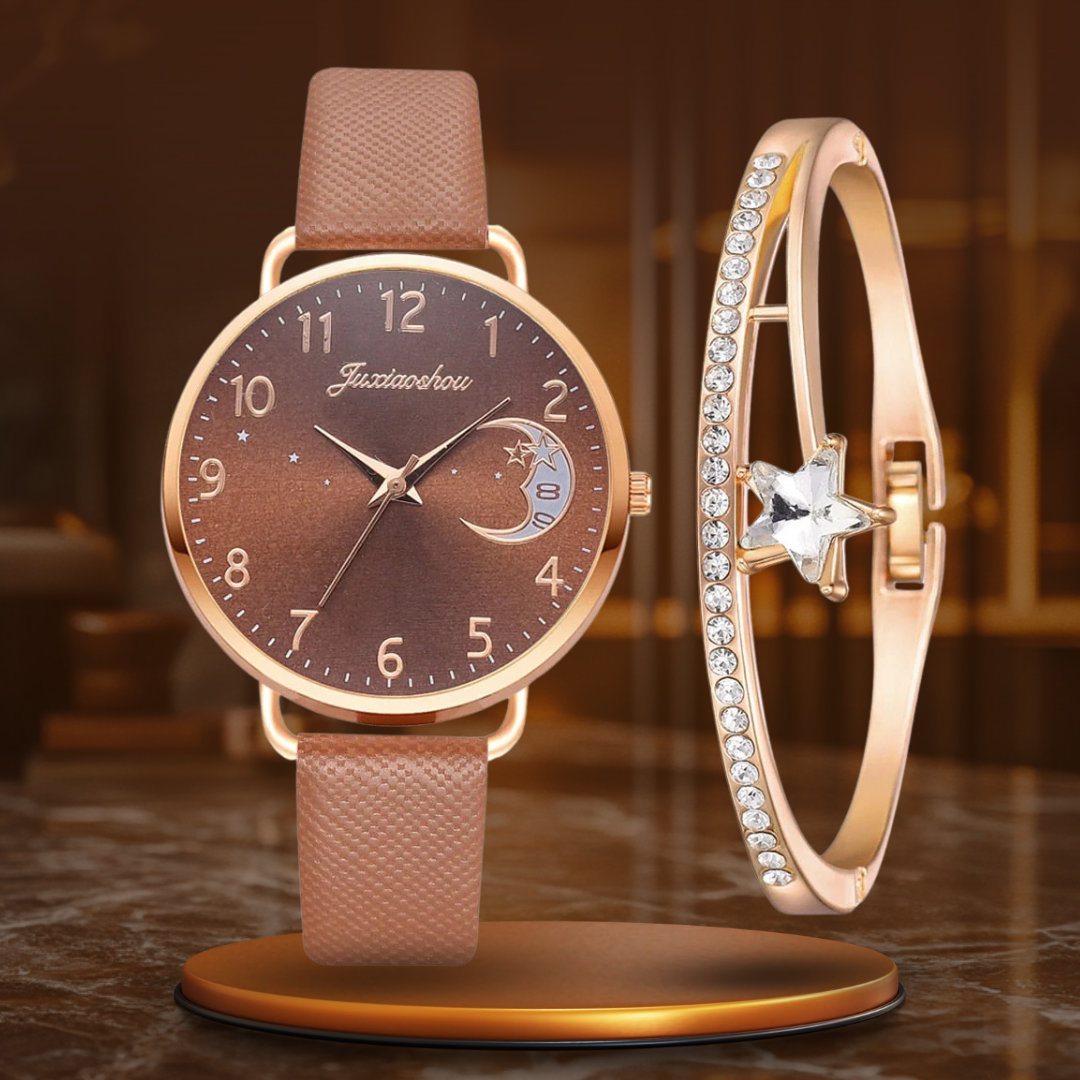 Mondzahlen Zifferblatt Uhr und Armband Set