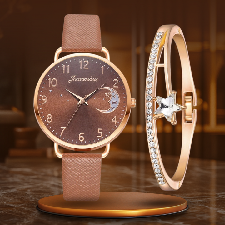 Mondzahlen Zifferblatt Uhr und Armband Set