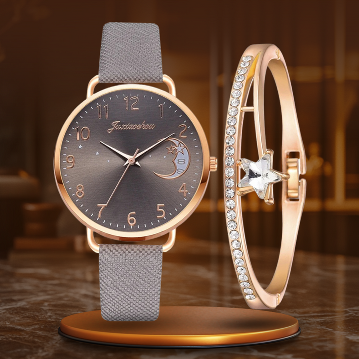 Mondzahlen Zifferblatt Uhr und Armband Set