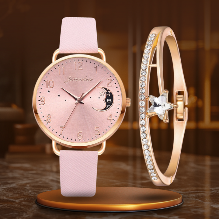 Mondzahlen Zifferblatt Uhr und Armband Set