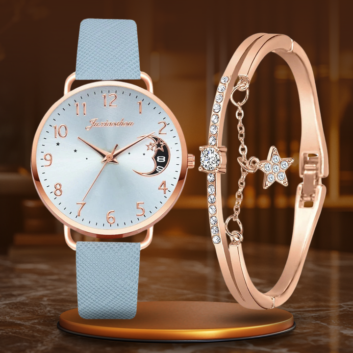 Mondzahlen Zifferblatt Uhr und Armband Set