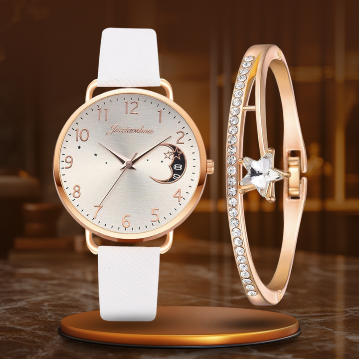 Mondzahlen Zifferblatt Uhr und Armband Set