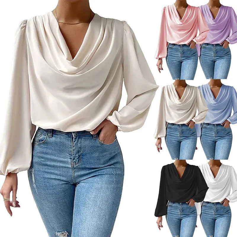 Madlaina – übergroßes Chiffon-Top mit langen Ärmeln