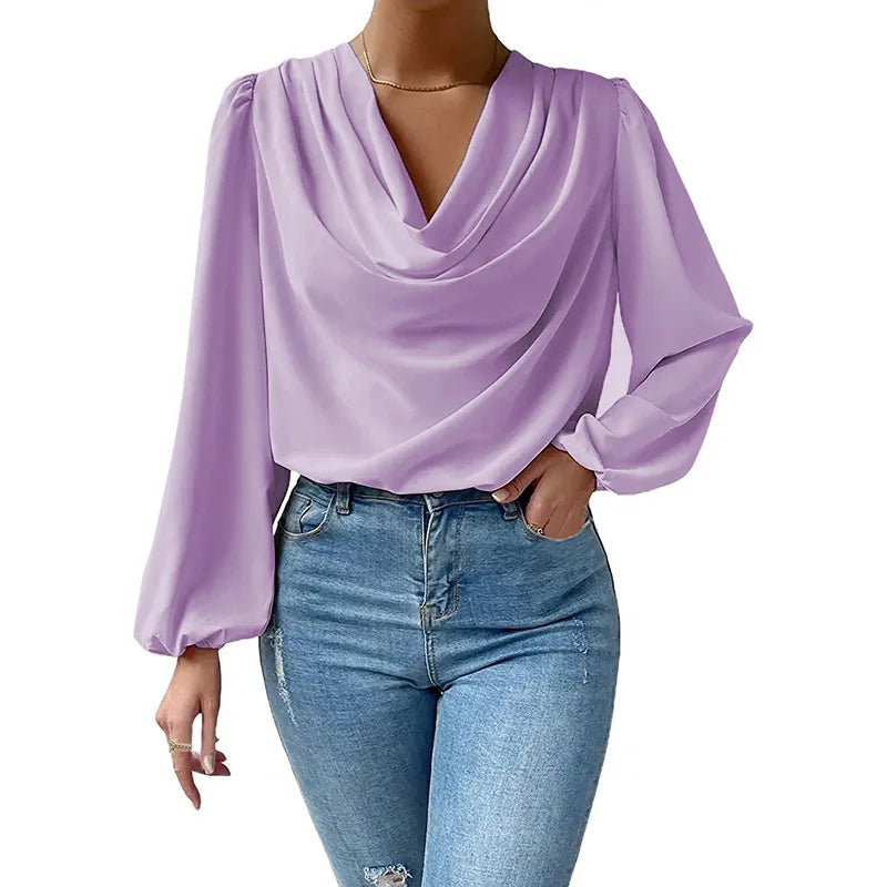 Madlaina – übergroßes Chiffon-Top mit langen Ärmeln