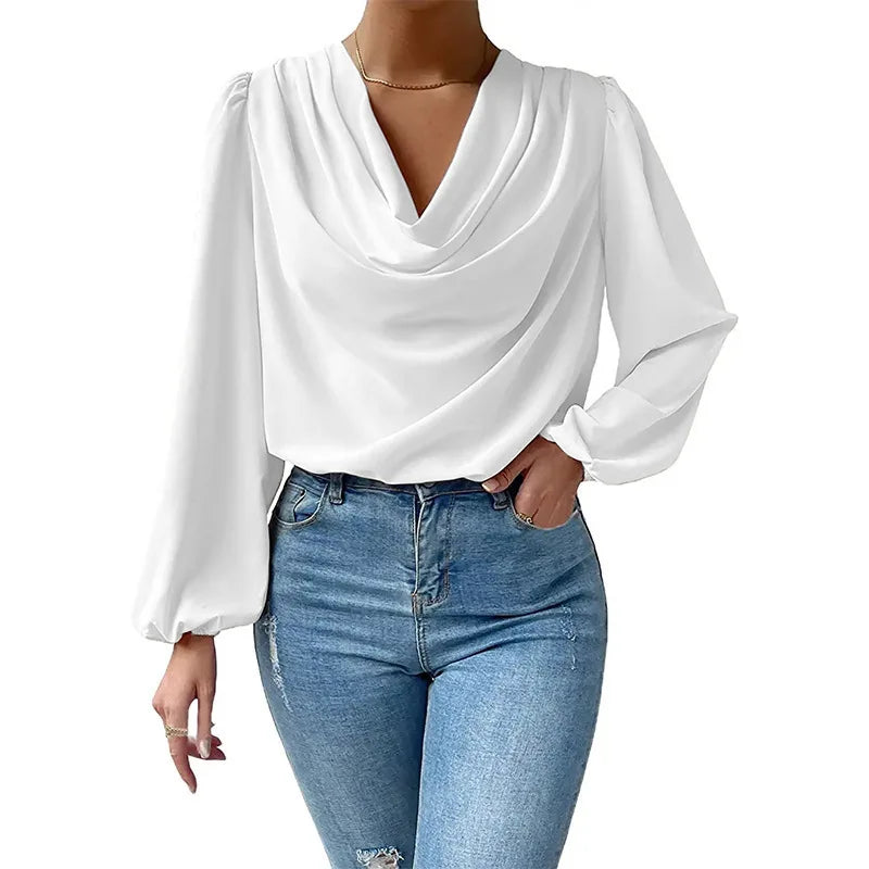 Madlaina – übergroßes Chiffon-Top mit langen Ärmeln