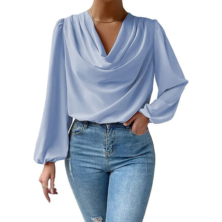 Madlaina – übergroßes Chiffon-Top mit langen Ärmeln