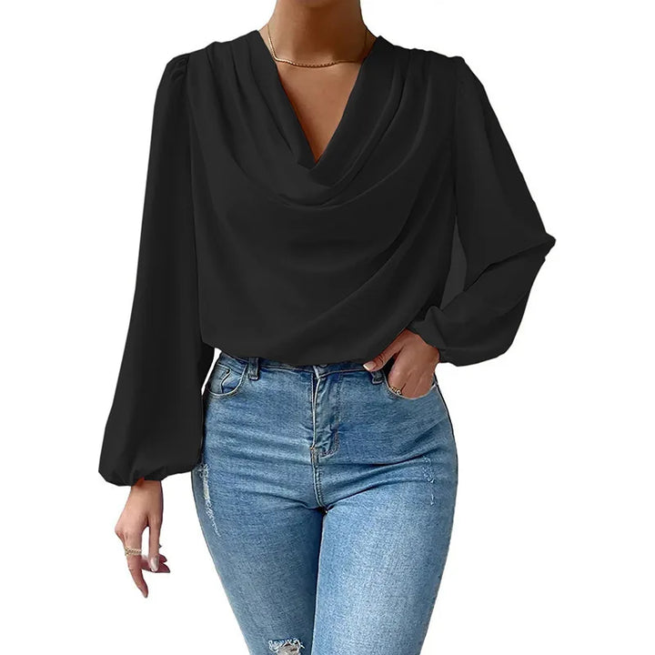 Madlaina – übergroßes Chiffon-Top mit langen Ärmeln