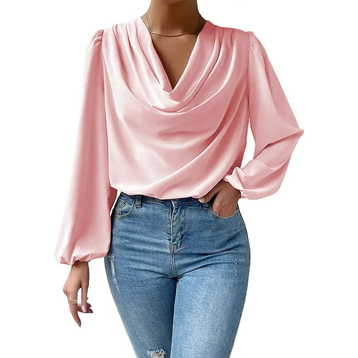 Madlaina – übergroßes Chiffon-Top mit langen Ärmeln