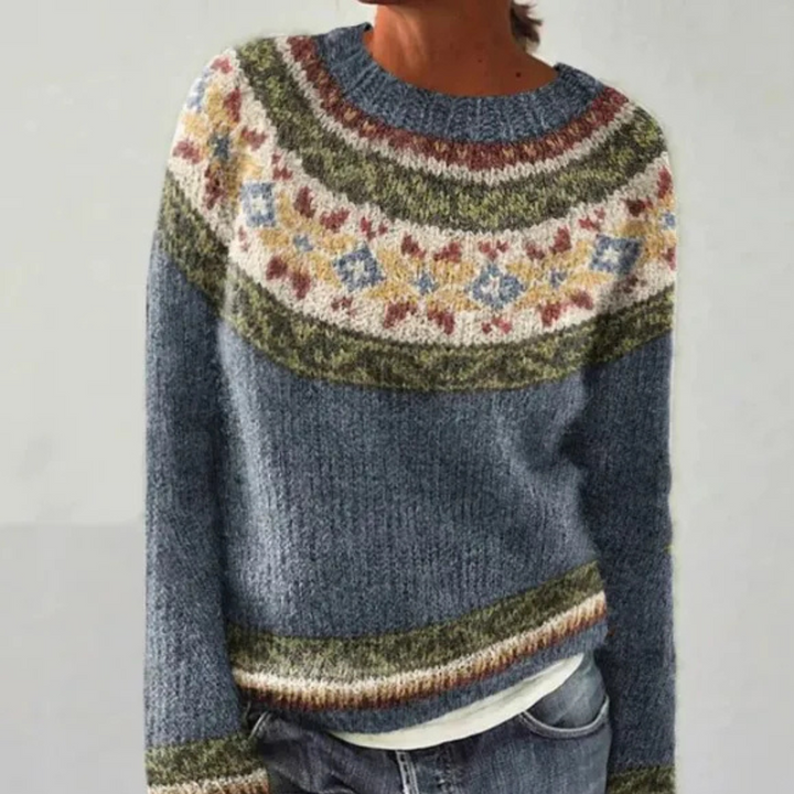 Silvia - Retro Herbstpullover mit Print