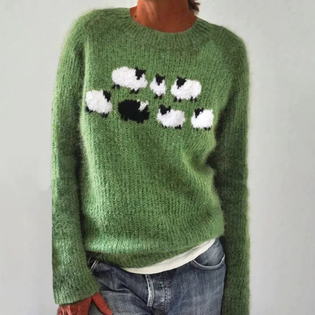 Silvia - Retro Herbstpullover mit Print